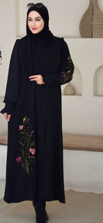 عبا زنانه مدل فرشته گل دوزی جنس الیزه درجه ۱ k F - تصویر 1